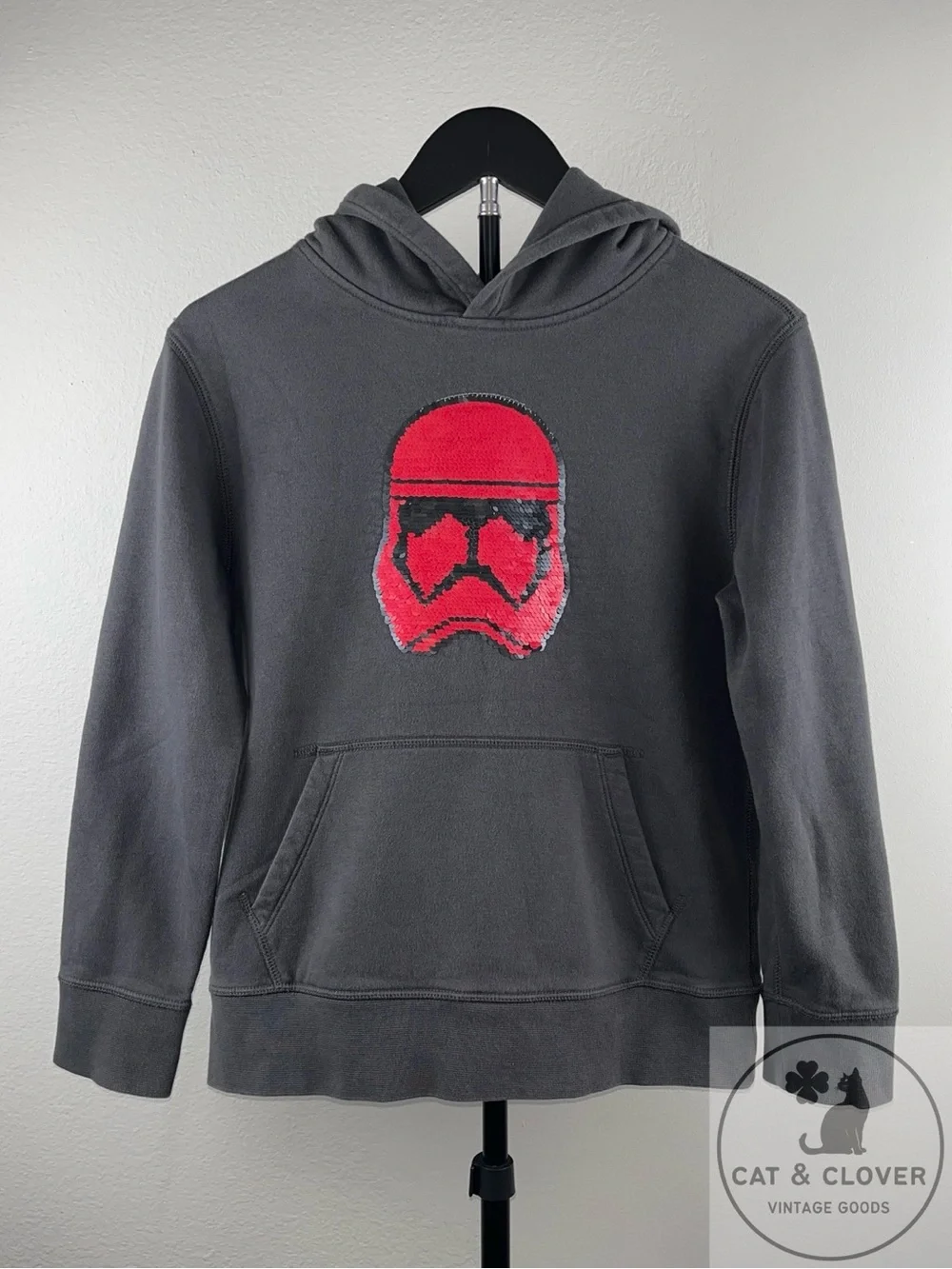 Gap Star Wars Graphic Pullover Hoodie Red Sequin Sith Stormtrooper Size L 10